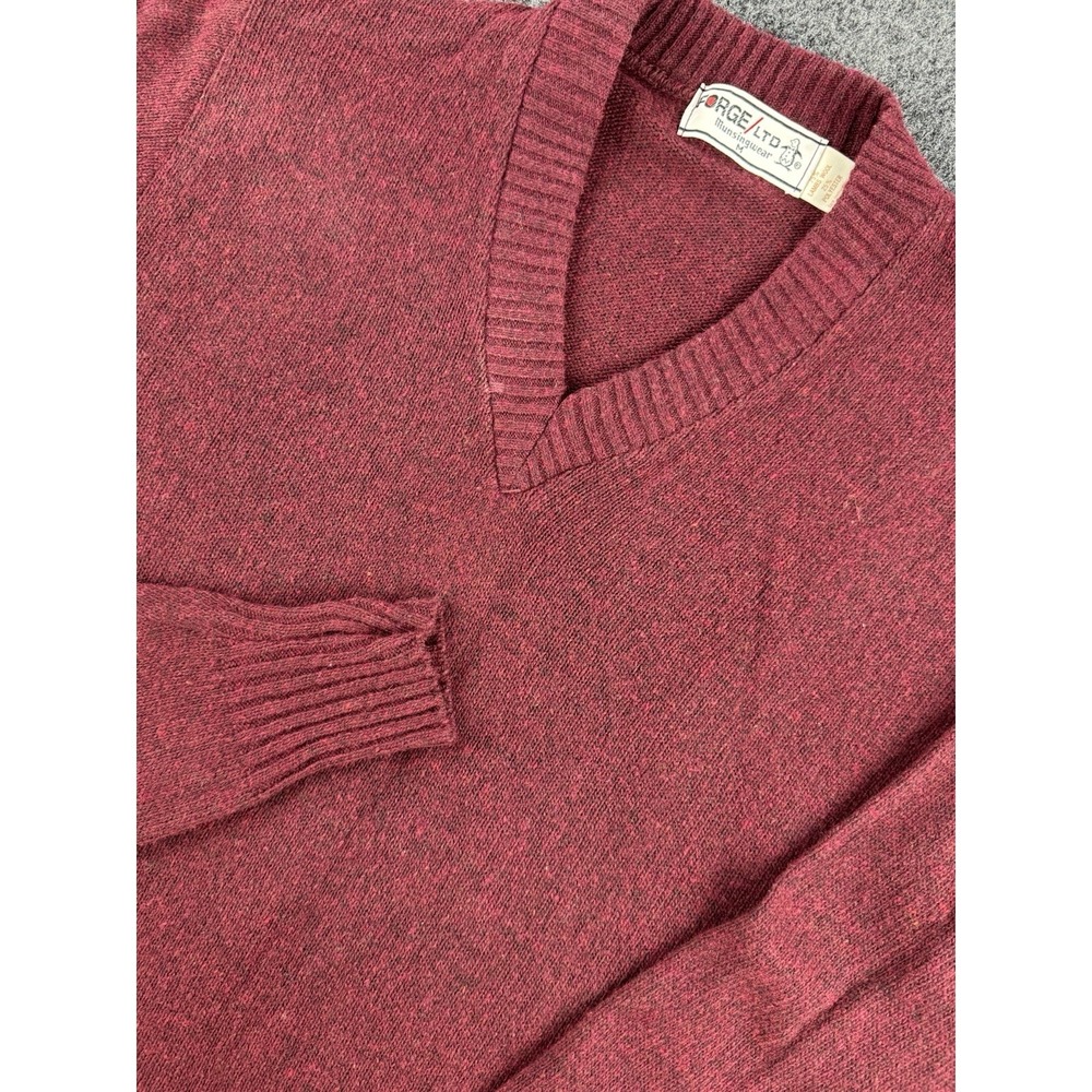 Vintage George LTD Lambswool V Neck Sweater Mens M Burgundy Knit